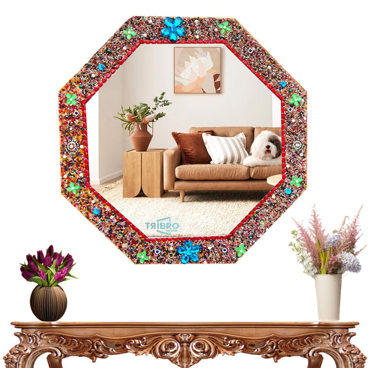 TriBro Octagon Mixed Colour Handmade wall mirror